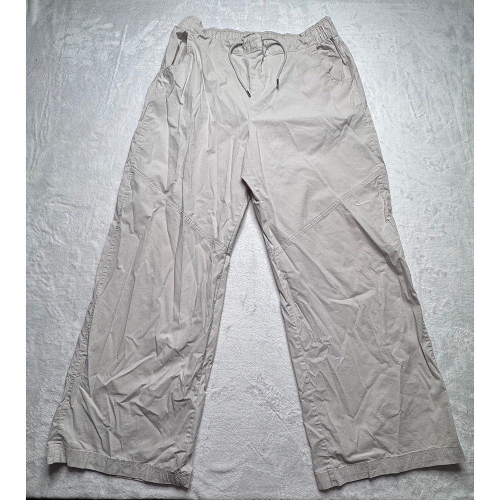Nike Sportswear Essentials Womens XL Light Orewood Brown Wide Leg Woven Pants